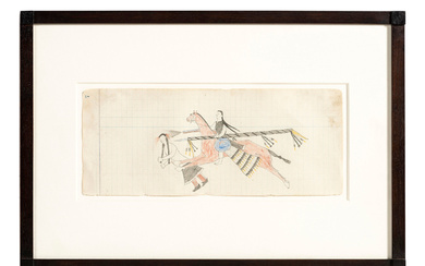 Arrow (Southern Cheyenne, 19th century) Drawing from Arrow's Elks Society Ledger Book