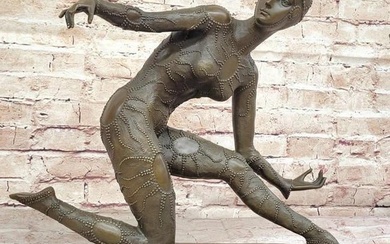 Art Deco Abstract Dancer Inspired Bronze Statue - 15" x 16"