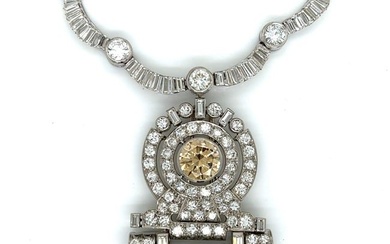 Art Deco French Platinum Diamond Necklace