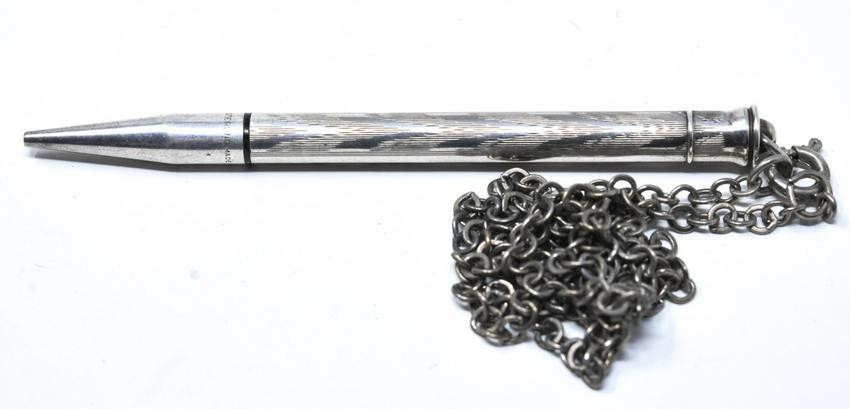 Art Deco Sterling Silver Necklace w Pencil Pendant