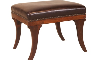 Art Deco Style Mahogany and Leather Footstool