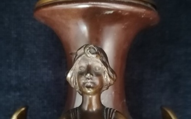 Art Nouveau - H. 40 cm - Vase - Bronze