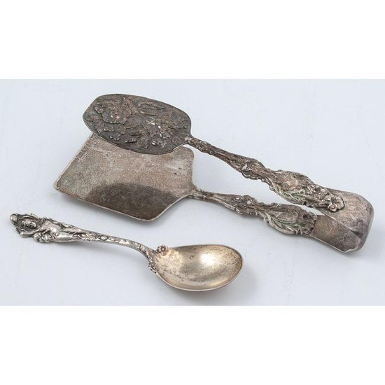 Art Nouveau Sterling Tongs and Reed & Barton Spoon