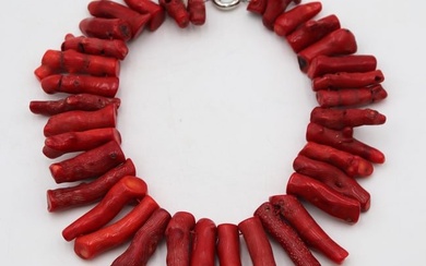 Artisan Coral Necklace Red Branch Handmade