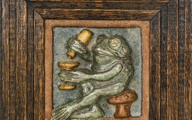 Arts & Crafts Pottery 'Drinking Frog' Art Tile