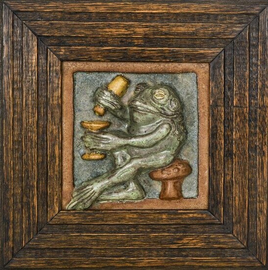 Arts & Crafts Pottery 'Drinking Frog' Art Tile