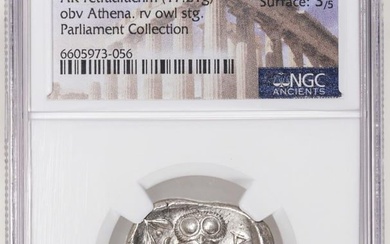 Attica, Athens c.440-404 BC AR Tetradrachm Athenian Owl Ancient Coin NGC AU