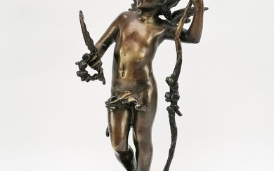Auguste MOREAU (1834-1917), d'après. Cupidon. Epreuve en bronze à patine brune. Porte une signature sur...