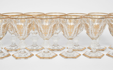 BACCARAT 'EMPIRE' CRYSTAL WATER GOBLETS, 13 PCS, H 6", DIA 3.5"