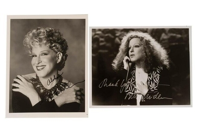 BETTE MIDLER PAIR OF AUTOGRAPH PHOTOGRAPH SIGNED