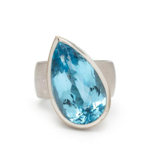 BLUE TOPAZ AND DIAMOND RING