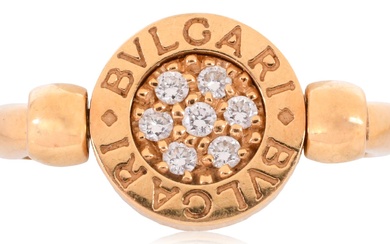 BULGARI 18K YELLOW GOLD AND DIAMOND FLIP RING, ITALY