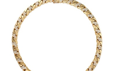 BULGARI, A DIAMOND CURB NECKLACE comprising a row of stylised curb links, accented by sections set
