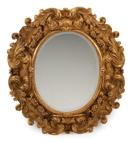 Baroque-Style Carved Giltwood Mirror