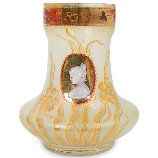 Bohemian Gilt Glass Figural Vase