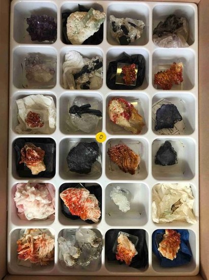 Boite de 24 minéraux (4 à 8 cm) en provenance du M…