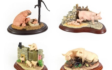 Border Fine Arts Pig Models Comprising; 'Venturing Out' model No....
