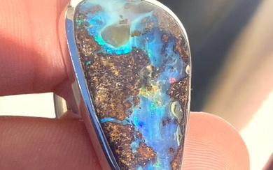 Boulder opal - Ring with Australian Opal - Height: 36.5 mm - Width: 26.5 mm- 15 g