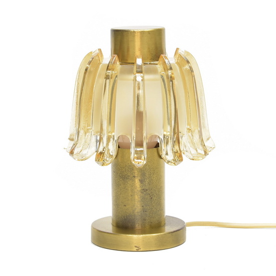 Brass table-lamp with pressed glass shade, design & execution unknown...