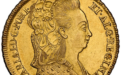Brazil: , Maria I gold 6400 Reis 1790-R MS61 NGC,...