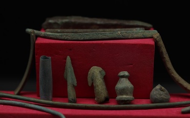 Bronze Age - Urnfield Culture - 12x Bronze Personal Equipment (Pins etc.) - 13.5 cm (No Reserve Price)