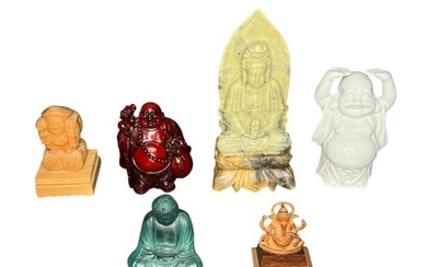 Buddhist Gods Figurine Assortment Carved Stone