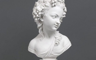 Bust Of Young French Child Formed In Carrara Marble Sculpture - (23.1lbs)