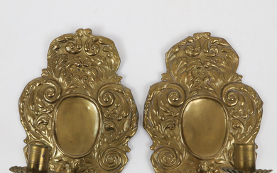 CANDLE PLATES, 1 pair, brass, 1800/1900's.