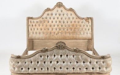 CARVED FRENCH CORBEILLE STYLE BED CIRCA 1940
