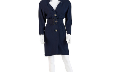 CHANEL: NAVY BLUE DRESS WITH BELT
