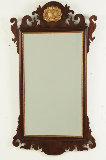 CHIPPENDALE STYLE MAHOGANY AND GOLD GILT MIRROR