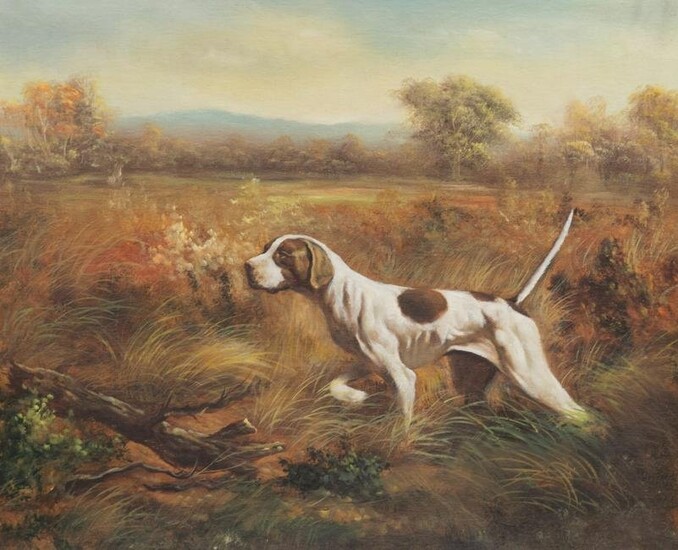 CLARE STOKES (MODERN) HOUND IN A LANDSCAPE