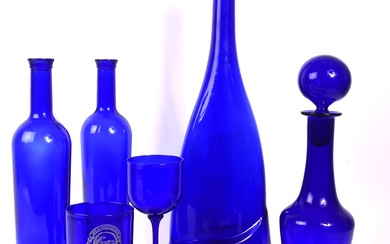 COLLECTION OF 20TH CENTURY BRISTOL BLUE GLASS
