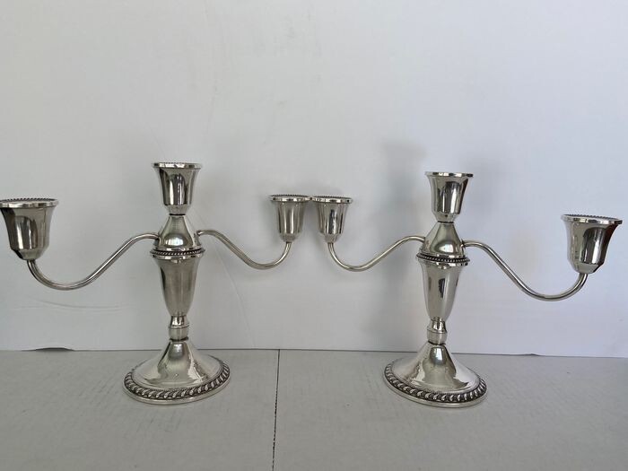 Candelabrum, A pair of sterling silver 3 lights candelabra candle holders Duchin Creation USA (2) - .925 silver - Duchin creation - U.S. - Mid 20th century