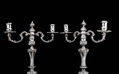 Candelabrum, Vintage pair of candelabras (2) - .925 silver - LJW - U.K. - 1970's