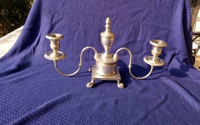 Candelabrum, unique 2-flame candelabra - .800 silver - Italy - First half 19th century