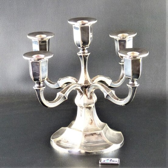 Candlestick, 5 armed (1) - .800 silver - Böhm, Hugo/ Schwäbisch Gmünd - Germany - Early 20th century