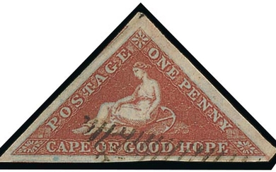 Cape of Good Hope 1853 1d. deep brick-red on deeply blued paper, good to huge margins all roun...