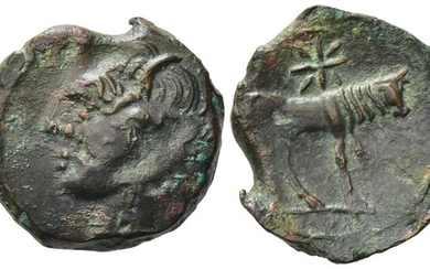 Carthaginian Domain, Sardinia, c. 216 BC. Æ (21mm, 5.93g). Wreathed...