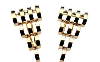 Cartier 14k Rose Yellow Gold Retro Deco Clips Signed Numbered Circa 1940s