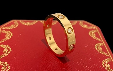 Cartier 18K Rose Gold Love 8 Diamonds Band Ring Size 53