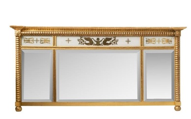 Carved Gilt and Eglomise Mirrored Mantle, 19th Century
