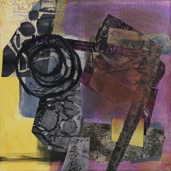 Cecilia Swatton, Abstract with Purple, Collage with