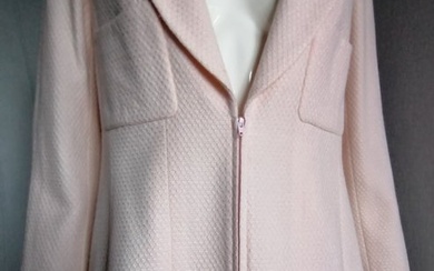 Chanel - Redingote zippée en viscose et laine, doublure en soie Jacket