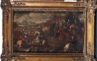 Charge de cavalerie, école d'Esteban March, école espagnole du XVIIe siècle Huile sur toile collée...