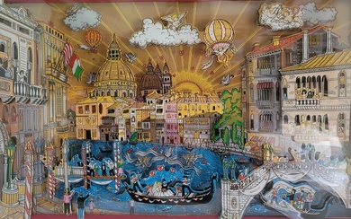 Charles Fazzino (1955) - [3D / Pop-Up] "SUNRISE & ANGELS OVER VENICE" - beautifull framed - passpartout limited edition