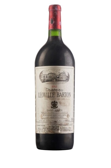 Château Léoville-Barton 1982, Saint-Julien, 2ème cru classé Corroded and damaged capsules, badly bin-soiled, damp affected, and damaged labels Levels two base of neck and four very top shoulder