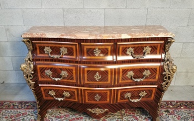 Chest of drawers - Bronze, Bronze (gilt), Marble, Rosewood
