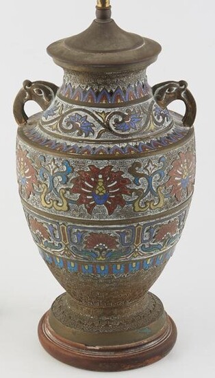 Chinese ChamplevÃ© Brass Baluster Vase, late 19th c.
