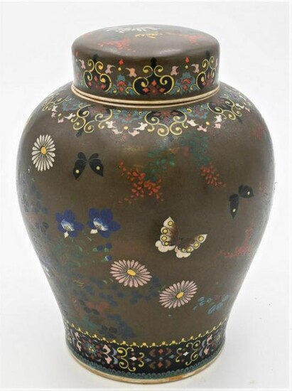 Chinese Cloisonne Porcelain Jar, with cover, having